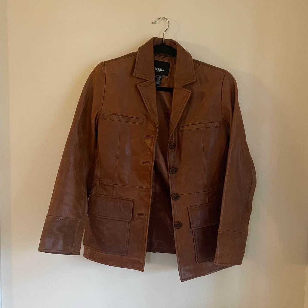 Mossimo Brown Leather Jacket With Branded Label